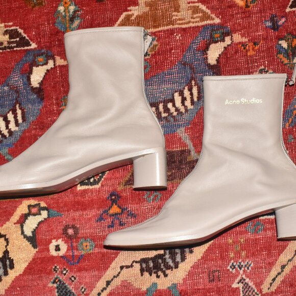 ACNE STUDIO Logo Leather Ankle Boot Made in Italy Stunning Funky Boot Size 40 - Picture 2 of 13